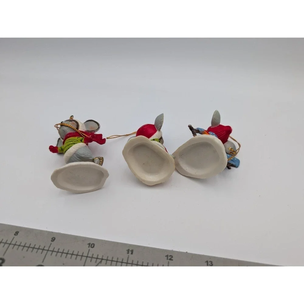 Christmas Elf‎ Mouse Plastic Ornament Lot Skates Skis Sled